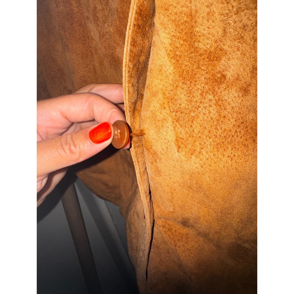 Style & Co Petite Brown Suede Leather Jacket Button Front Cognac Size L Petite - Picture 4 of 7